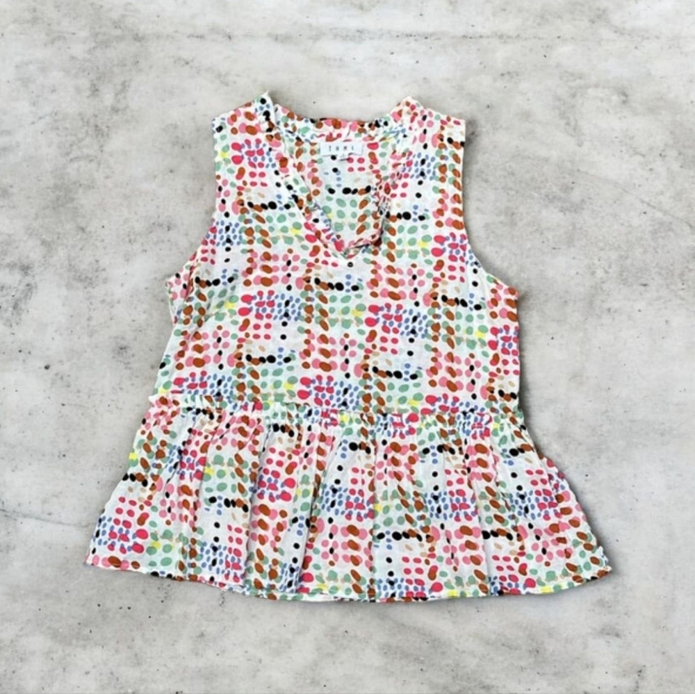 Anthropologie TMHL Sleeveless Peplum Dotted Tank in Multicolor Women’s Size S - Picture 8 of 10